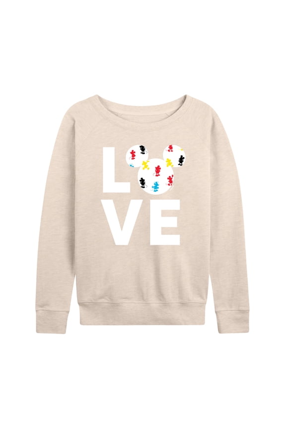 Mickey & Friends - Mickey Love Fill - Women's Lightweight French Terry Long Sleeve Shirt