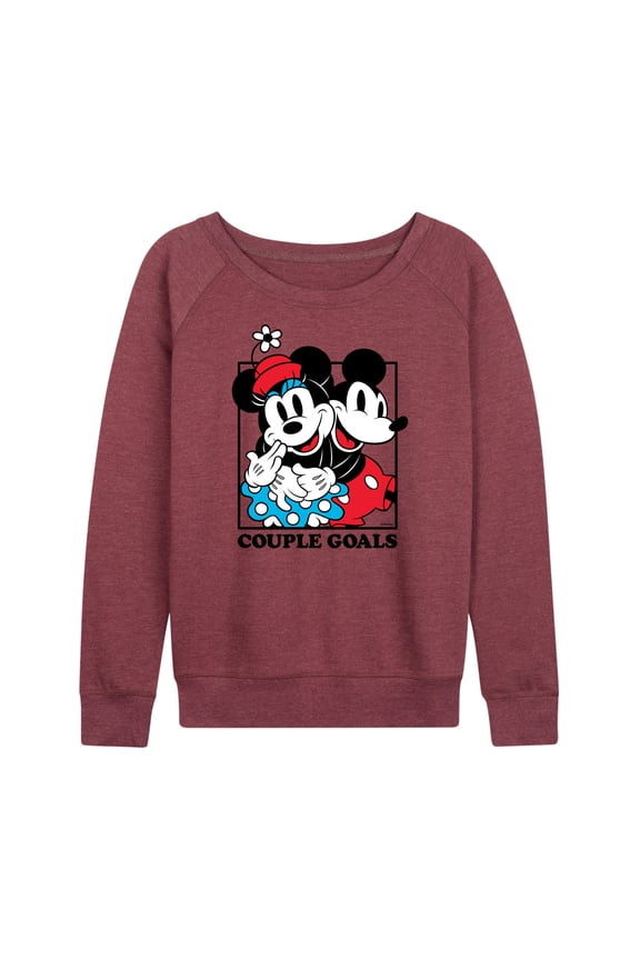Mickey & Friends - Mickey Minnie Couple Goals - Women's Lightweight French Terry Long Sleeve Shirt
