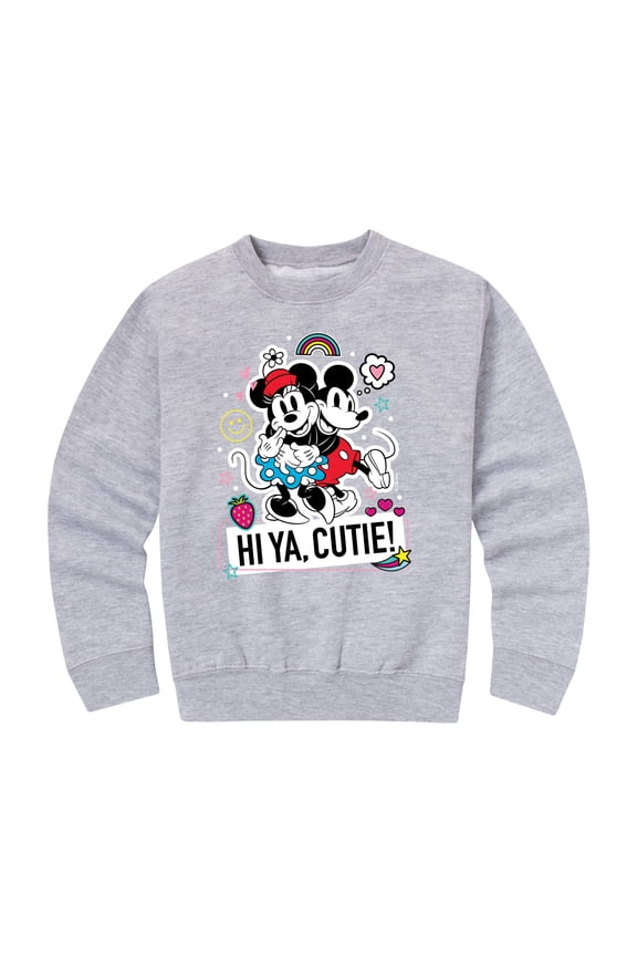 Mickey & Friends - Mickey Minnie Hi Ya Cutie - Toddler And Youth Crewneck Fleece Sweatshirt
