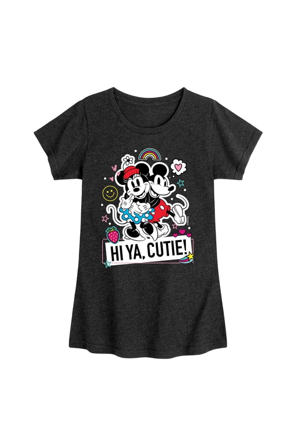 Mickey & Friends - Mickey Minnie Hi Ya Cutie - Toddler And Youth Girls Short Sleeve Graphic T-Shirt