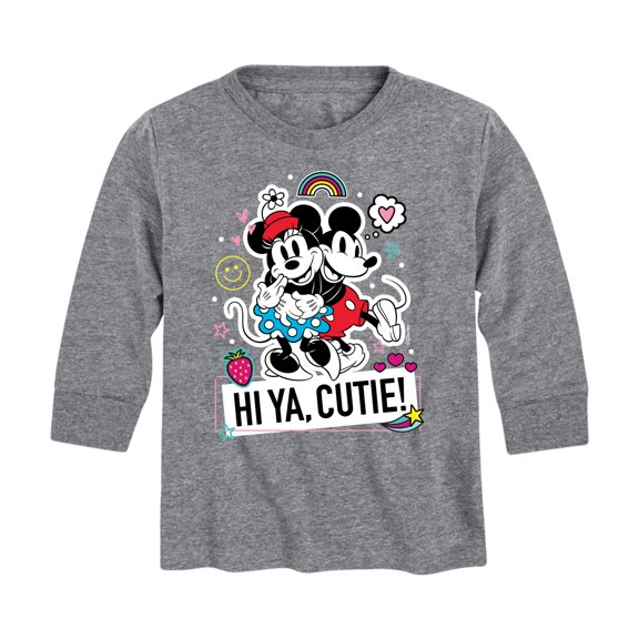 Mickey & Friends - Mickey Minnie Hi Ya Cutie - Toddler And Youth Long Sleeve Graphic T-Shirt