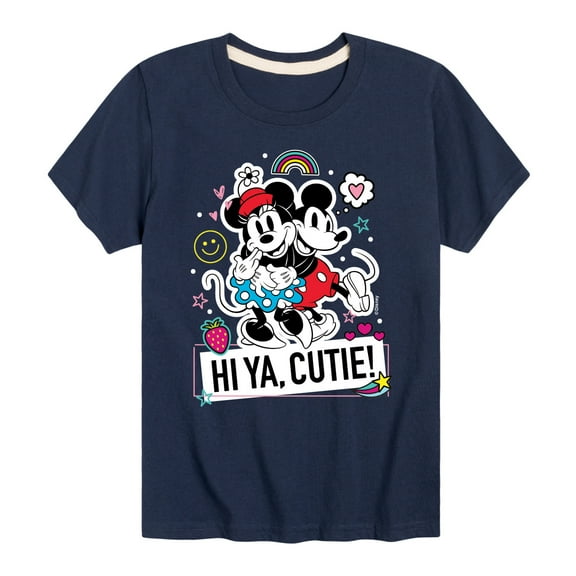 Mickey & Friends - Mickey Minnie Hi Ya Cutie - Toddler And Youth Short Sleeve Graphic T-Shirt
