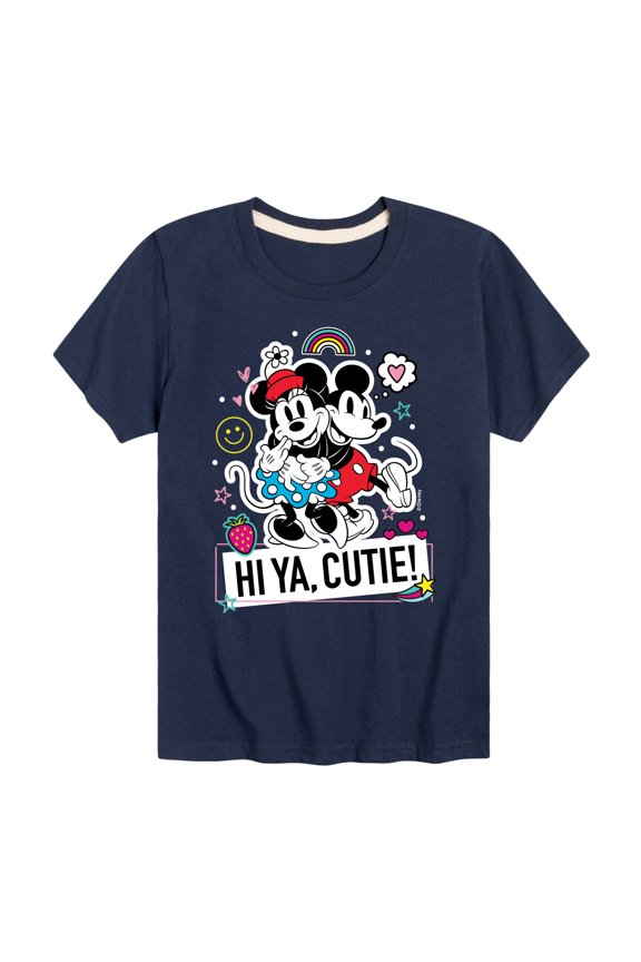 Mickey & Friends - Mickey Minnie Hi Ya Cutie - Toddler And Youth Short Sleeve Graphic T-Shirt
