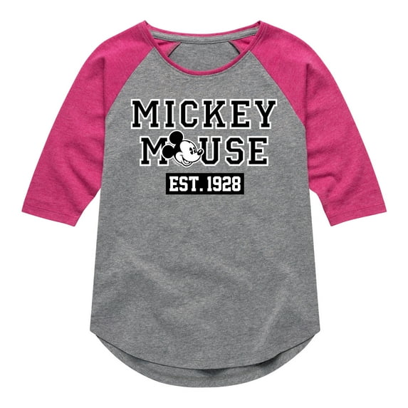 Mickey & Friends - Mickey Mouse Est 1928 - Toddler And Youth Girls Raglan Graphic T-Shirt
