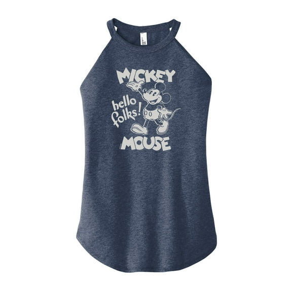 Mickey & Friends - Mickey Mouse Hello Folks - Juniors High Neck Tank Top