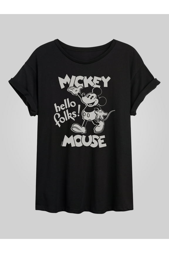 Mickey & Friends - Mickey Mouse Hello Folks - Juniors Ideal Flowy Muscle T-Shirt