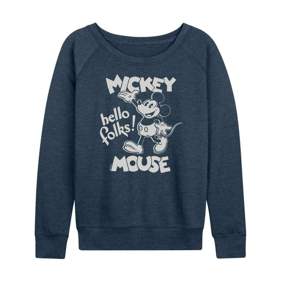 Mickey & Friends - Mickey Mouse Hello Folks - Women's Lightweight French Terry Long Sleeve Shirt