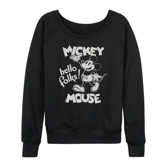 Mickey & Friends - Mickey Mouse Hello Folks - Women's Lightweight French Terry Long Sleeve Shirt