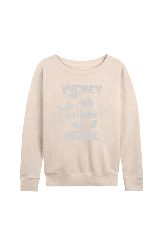 Mickey & Friends - Mickey Mouse Hello Folks - Women's Lightweight French Terry Long Sleeve Shirt