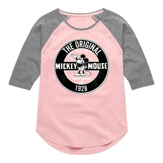 Mickey & Friends - Mickey Mouse Original Badge - Toddler And Youth Girls Raglan Graphic T-Shirt