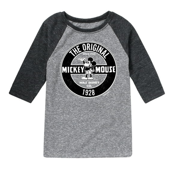 Mickey & Friends - Mickey Mouse Original Badge - Toddler And Youth Raglan Graphic T-Shirt