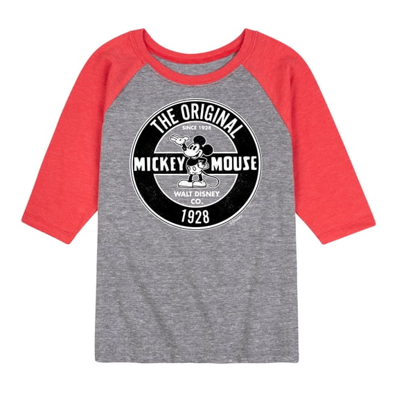 Mickey & Friends - Mickey Mouse Original Badge - Toddler And Youth Raglan Graphic T-Shirt