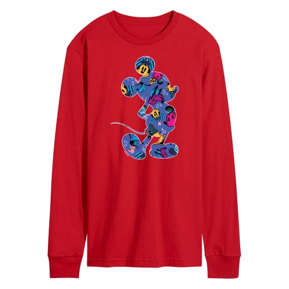 Mickey & Friends - Mickey Mouse Patterened Silhouette - Men's Long Sleeve T-Shirt
