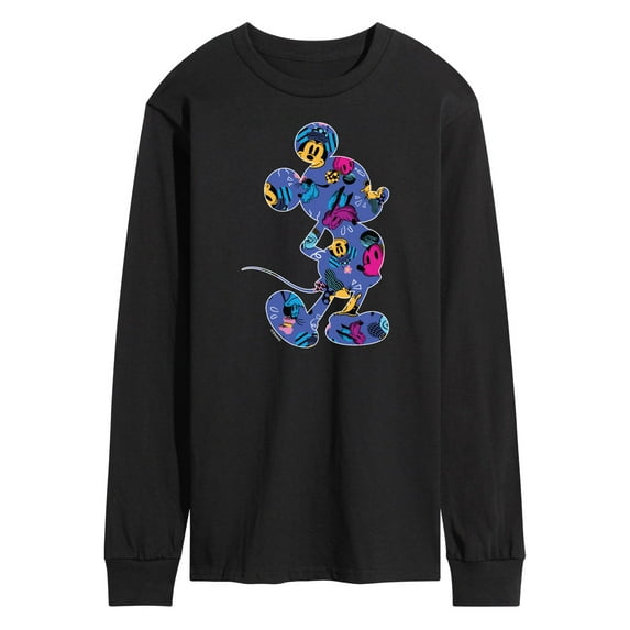 Mickey & Friends - Mickey Mouse Patterened Silhouette - Men's Long Sleeve T-Shirt
