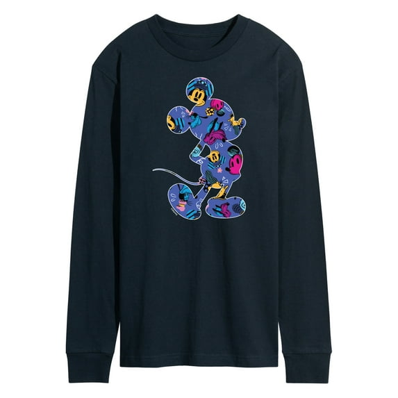 Mickey & Friends - Mickey Mouse Patterened Silhouette - Men's Long Sleeve T-Shirt