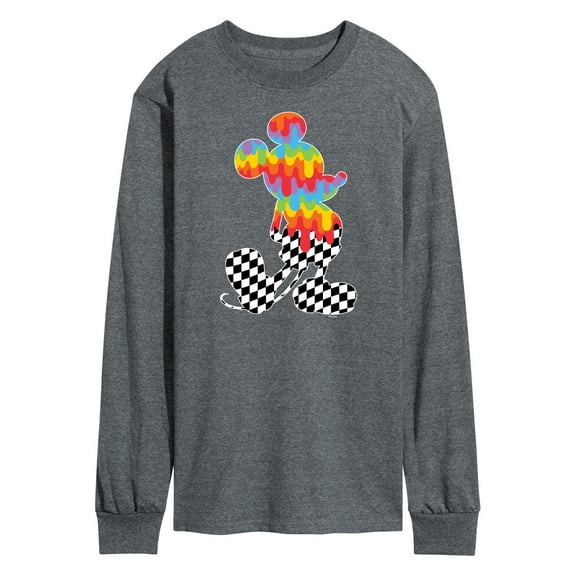 Mickey & Friends - Mickey Mouse Rainbow/Checker Silhouette - Men's Long Sleeve T-Shirt