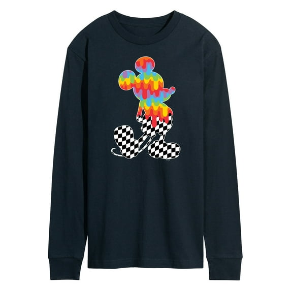 Mickey & Friends - Mickey Mouse Rainbow/Checker Silhouette - Men's Long Sleeve T-Shirt