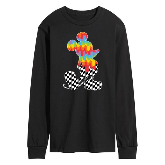 Mickey & Friends - Mickey Mouse Rainbow/Checker Silhouette - Men's Long Sleeve T-Shirt