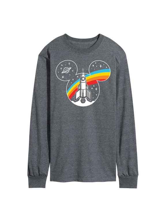 - Mickey Mouse Retro Space Logo Men's Long Sleeve Graphic T-Shirt