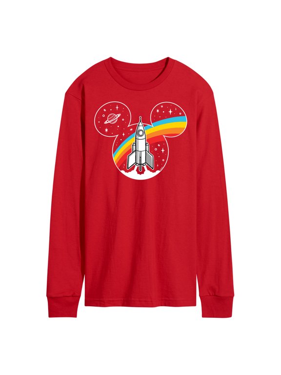 - Mickey Mouse Retro Space Logo Men's Long Sleeve Graphic T-Shirt