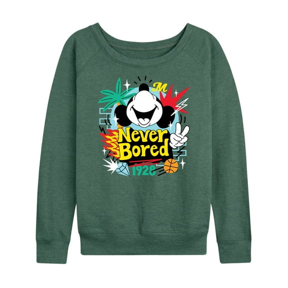 Mickey & Friends - Mickey Never Bored - Women's Lightweight French Terry Long Sleeve Shirt