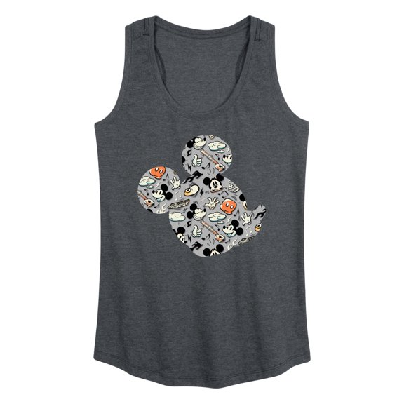 Mickey & Friends - Mickey Pattern Silhouette - Women's Racerback Tank Top