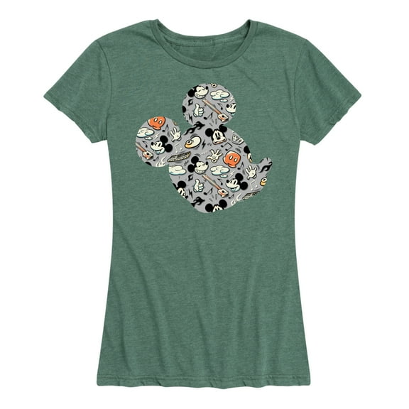 Mickey & Friends - Mickey Pattern Silhouette - Women's Short Sleeve Graphic T-Shirt