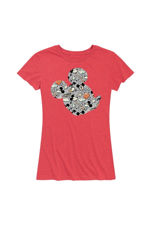Mickey & Friends - Mickey Pattern Silhouette - Women's Short Sleeve Graphic T-Shirt