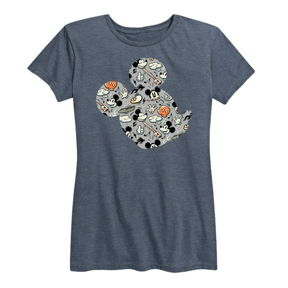 Mickey & Friends - Mickey Pattern Silhouette - Women's Short Sleeve Graphic T-Shirt