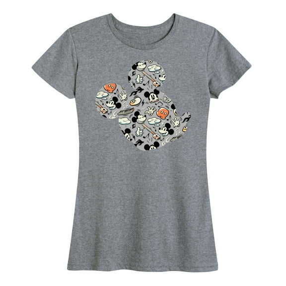 Mickey & Friends - Mickey Pattern Silhouette - Women's Short Sleeve Graphic T-Shirt