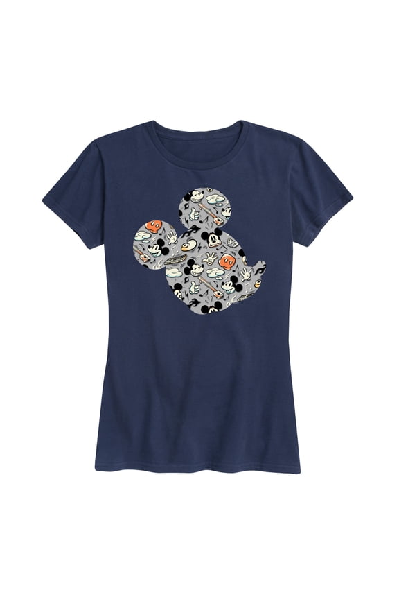 Mickey & Friends - Mickey Pattern Silhouette - Women's Short Sleeve Graphic T-Shirt