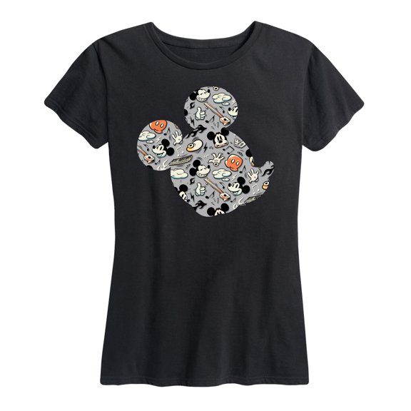 Mickey & Friends - Mickey Pattern Silhouette - Women's Short Sleeve Graphic T-Shirt