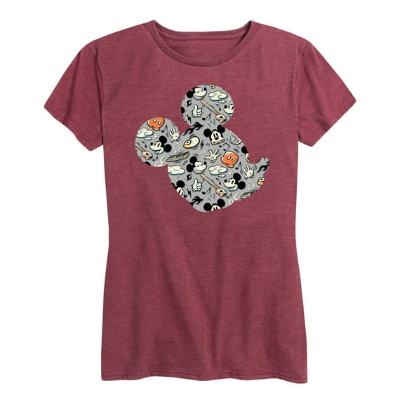 Mickey & Friends - Mickey Pattern Silhouette - Women's Short Sleeve Graphic T-Shirt
