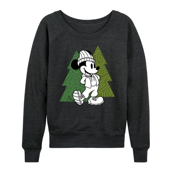 Mickey & Friends - Mickey Patterned Trees - Women's Lightweight French Terry Long Sleeve Shirt