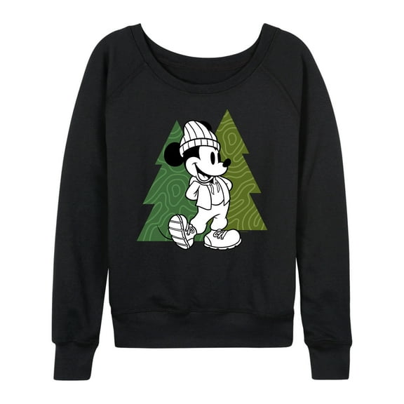 Mickey & Friends - Mickey Patterned Trees - Women's Lightweight French Terry Long Sleeve Shirt