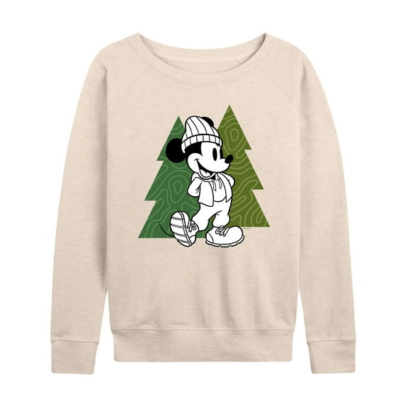Mickey & Friends - Mickey Patterned Trees - Women's Lightweight French Terry Long Sleeve Shirt