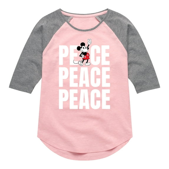 Mickey & Friends - Mickey Peace - Toddler And Youth Girls Raglan Graphic T-Shirt