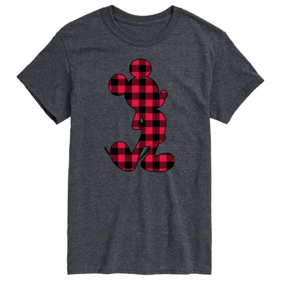 Mickey & Friends - Mickey Plaid Silhouette - Men's Short Sleeve Graphic T-Shirt