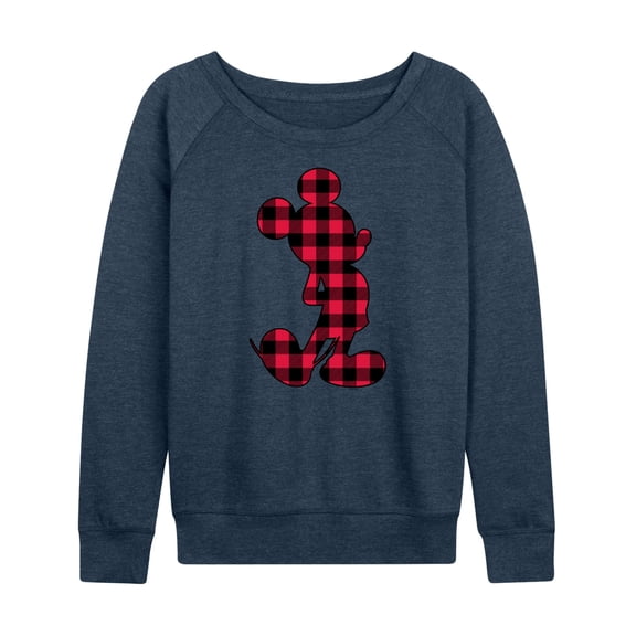 Mickey & Friends - Mickey Plaid - Women's Lightweight French Terry Long Sleeve Shirt