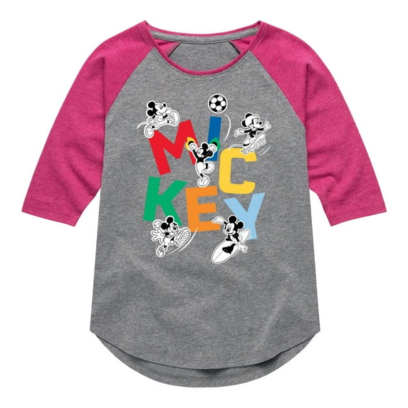 Mickey & Friends - Mickey Playing Sports - Toddler And Youth Girls Raglan Graphic T-Shirt