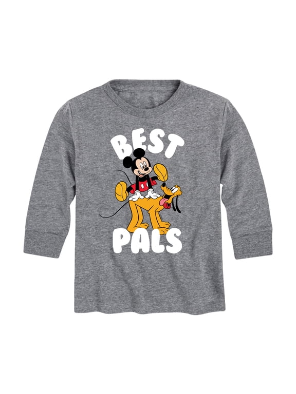 - Mickey & Pluto Best Pals Design Boys' Long Sleeve Graphic T-Shirt
