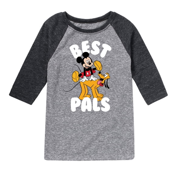 Mickey & Friends - Mickey & Pluto Best Pals Design - Toddler And Youth Raglan Graphic T-Shirt
