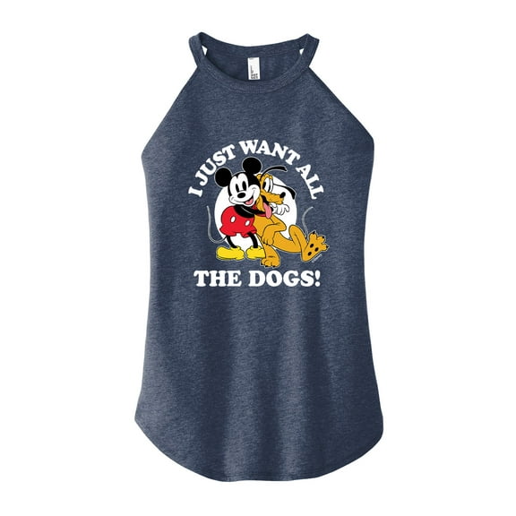 Mickey & Friends - Mickey Pluto Just Want All Dogs - Juniors High Neck Tank Top