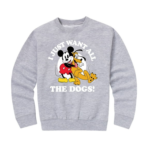 Mickey & Friends - Mickey Pluto Just Want All Dogs - Toddler And Youth Crewneck Fleece Sweatshirt