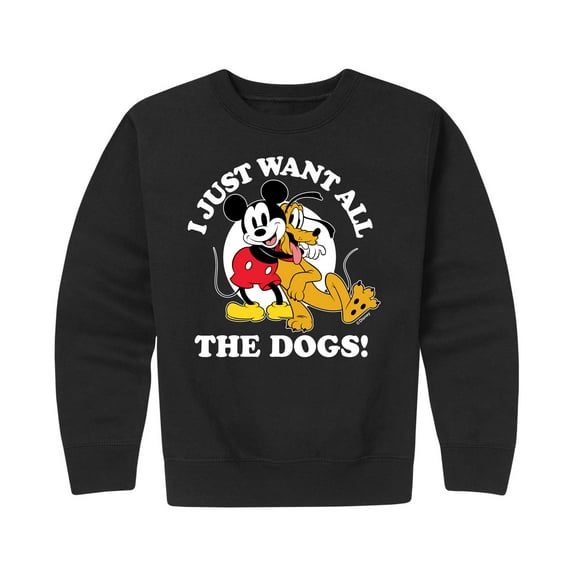 Mickey & Friends - Mickey Pluto Just Want All Dogs - Toddler And Youth Crewneck Fleece Sweatshirt