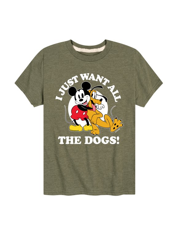 - Mickey Pluto Just Want All Dogs Boys' Short Sleeve Graphic T-Shirt