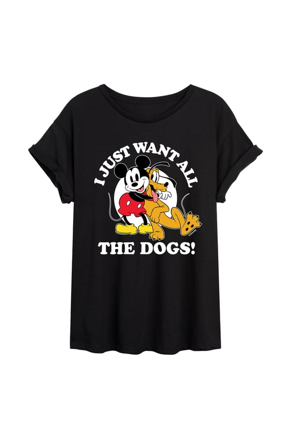 Mickey & Friends - Mickey Pluto Just Want All Dogs - Women's Oversized T-Shirt