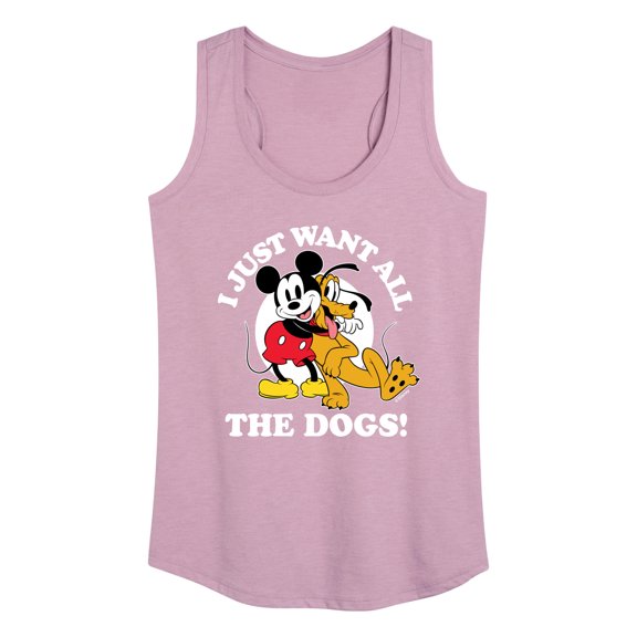 Mickey & Friends - Mickey Pluto Just Want All Dogs - Women's Racerback Tank Top