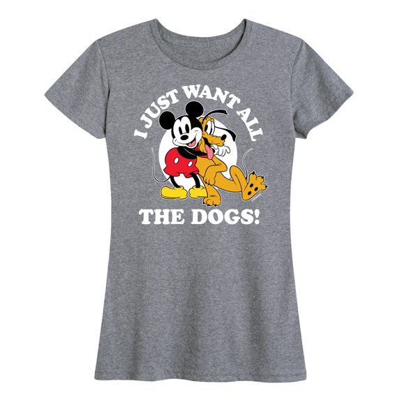 Mickey & Friends - Mickey Pluto Just Want All Dogs - Women's Short Sleeve Graphic T-Shirt