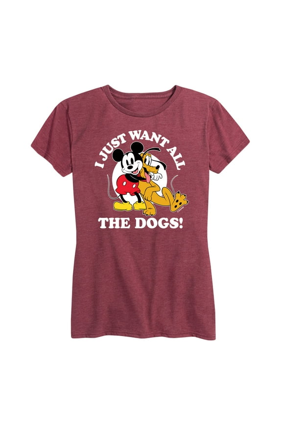 Mickey & Friends - Mickey Pluto Just Want All Dogs - Women's Short Sleeve Graphic T-Shirt